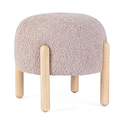 Mes Tabouret rond 45x45x38 cm en tissu bouclette vieux rose - STERCK