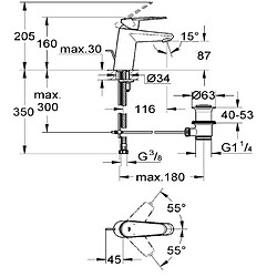 Grohe - Mitigeur bidet Eurodisc Cosmopolitan Economie d'eau