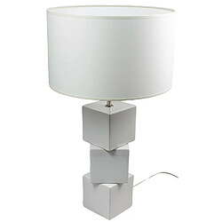 Corep Lampe a poser pied céramique cubes blanc Luminaire salon bureau chevet