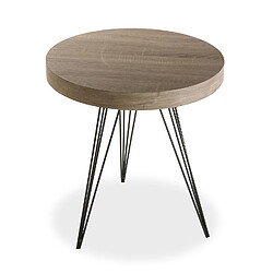 Versa Table d'appoint pour le salon ou chambre Fontana 50x50x55cm,Bois et métal, Marron et Noir