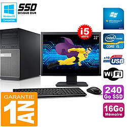 PC Tour DELL 9020 Core I5-4570 Ram 16Go Disque 240 Go SSD Wifi W7 Ecran 22"