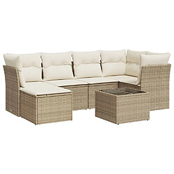 Maison Chic Salon de jardin avec coussins 7 pcs | Ensemble de Table et chaises | Mobilier d'Extérieur beige résine tressée -GKD26305