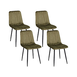 Beliani Chaise de salle à manger Set de 4 Velours Vert olive KALISPELL