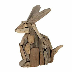 Paris Prix Statuette Déco en Bois Recyclé Lapin 35cm Naturel 