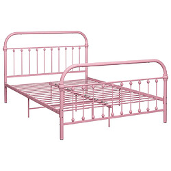 vidaXL Cadre de lit sans matelas rose métal 140x200 cm