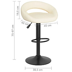 vidaXL Tabourets de bar lot de 2 crème velours pas cher