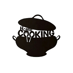 HOMEMANIA Décoration Murale Cooking - Art Mural - pour Séjour, Cuisine - Noir en Acier, 45 x 0,15 x 40 cm 