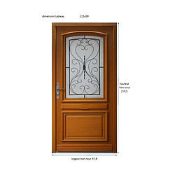 porte D'entrée Bois Vitrée, Elma, H,215xl,90 P, Droit Cote Tableau Gd Menuiseries pas cher