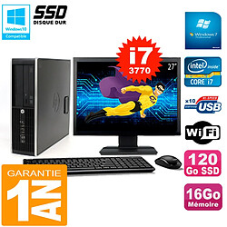 PC HP Compaq 8300 SFF Ecran 27" Core I7-3770 RAM 16Go Disque 120 Go SSD Wifi W7 · Occasion 