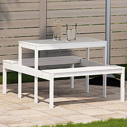 vidaXL Table de pique-nique blanc 110x134x75 cm bois massif de pin