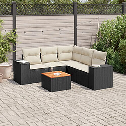 vidaXL Salon de jardin 6 pcs avec coussins noir résine tressée 