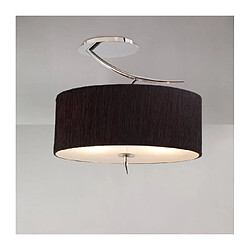 Luminaire Center Semi Plafonnier Eve 2 Ampoules E27, chrome poli avec Abat jour noir ovale