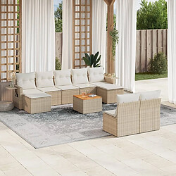 Maison Chic Salon de jardin avec coussins 10 pcs | Ensemble de Table et chaises | Mobilier d'Extérieur beige résine tressée -GKD72201