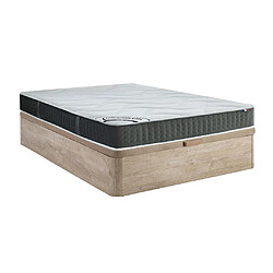 Vente-Unique Ensemble 160 x 200 cm sommier coffre naturel clair + matelas ressorts ensachés 7 zones et mémoire de forme ép.25cm - TIAMAT de DREAMEA