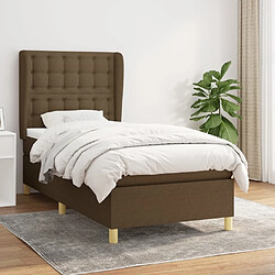 Maison Chic Structures de lit + matelas,Lit à sommier tapissier avec matelas Marron foncé 90x190 cm -MN22720