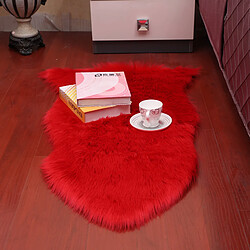 LUUCOZK Tapis moelleux en fausse fourrure, tapis à poils longs pour chambre à coucher et salon, rouge-60x120cm Un cercle