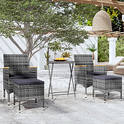 Maison Chic Table de bistro et chaises d'extérieur 5 pcs,Ensemble de bistro de jardin pour relax Résine tressée et verre trempé Gris -GKD191984