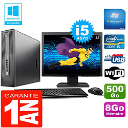 PC HP EliteDesk 800 G1 SFF Core I5-4570 8Go Disque 500 Go Wifi W7 Ecran 22" · Occasion 