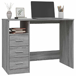 Acheter Maison Chic Bureau solide,Table de travail,Bureau d'ordinateur avec tiroirs Sonoma gris 102x50x76 cm Bois d'ingénierie -GKD41858