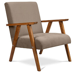 ICONIK INTERIOR Fauteuil en bois avec accoudoirs - Revêtu de tissu - Odí Taupe 