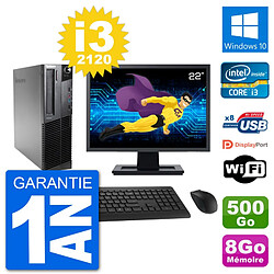 PC Lenovo M92p SFF Ecran 22" Intel i3-2120 RAM 8Go Disque 500Go Windows 10 Wifi · Occasion 