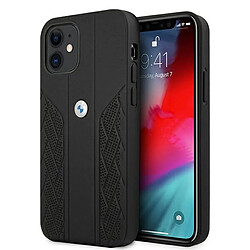 etui bmw bmhcp12srsppk iphone 12 mini 5,4" noir coque dur cuir curve perforate 