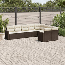 vidaXL Salon de jardin avec coussins 9 pcs marron résine tressée 