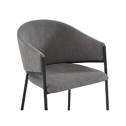 Lot de 2 chaises avec accoudoirs en tissu et métal noir - Gris - ORDIDA de Pascal MORABITO pas cher