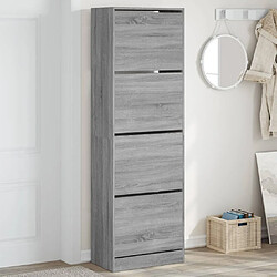 Maison Chic Armoire à chaussures 4 tiroirs | Meuble de rangement à chaussures Meuble d'Entrée rabattables sonoma gris -MN56033