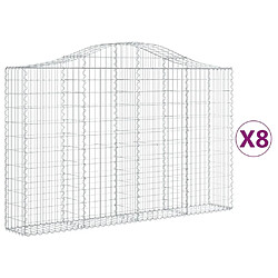 vidaXL Paniers à gabions arqués 8 pcs 200x30x120/140 cm Fer galvanisé