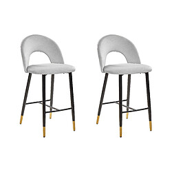 Beliani Tabouret de bar Set de 2 Velours Gris FALTON 