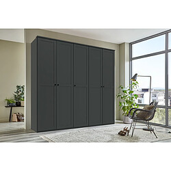 Pegane Armoire, placard avec corniche coloris Graphite - longueur 225 x hauteur 210 x profondeur 58 cm