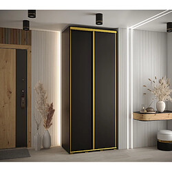 Abiks Meble Armoire à portes coulissantes Davos 1 235.2 x 110 x 45 2 portes coulissante (Noir/Noir/Or)