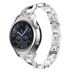 Wewoo Bracelet pour montre connectée Samsung GearS3 / Ticwatch Pro / HUAWEI GT Universel 22mm Diamant Métal Argent 