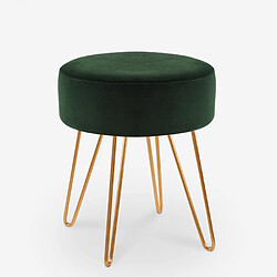 Avis Ahd Amazing Home Design Tabouret rembourré repose-pieds pouf rond en velours design Holoserica, Couleur: Vert foncé