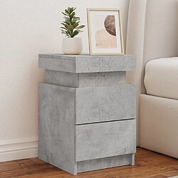 Maison Chic Table de chevet - Table de Nuit avec lumières LED gris béton 35x39x55 cm