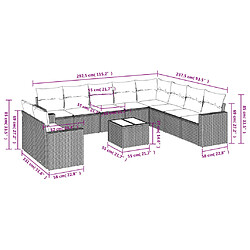 Avis vidaXL Salon de jardin 11 pcs avec coussins noir résine tressée