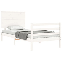 Acheter Maison Chic Cadre/structure de lit et tête de lit pour adulte - Lit Moderne Chambre blanc 100x200 cm bois massif -MN31480