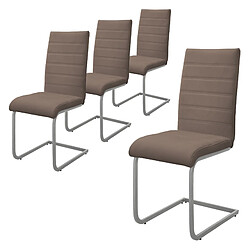 ML-Design Lot de 4 chaises pied luge marron en simili cantilever à dossier haut pour salon