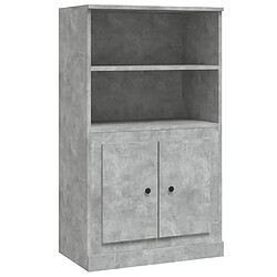 vidaXL Buffet haut gris béton 60x35,5x103,5 cm bois d'ingénierie