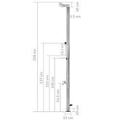 vidaXL Douche de jardin avec base gris 225 cm Acier inoxydable pas cher