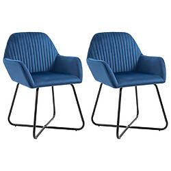 vidaXL Chaises à manger lot de 2 Bleu Velours 