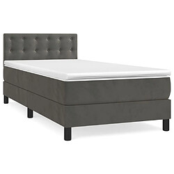 Maison Chic Lit adulte- Lit + matelas,Sommier à lattes de lit et matelas Gris foncé 90x190 cm Velours -GKD12887