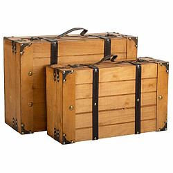 Jeu de valises Alexandra House Living Marron PVC Bois Métal Vintage 31 x 17 x 45 cm 40 x 24 x 13,5 cm Décoratif 2 Pièces 