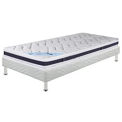 Ebac Matelas + sommier tapissier 80x200 Mousse - Melior - Soutien ferme - Blanc