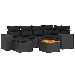 Maison Chic Ensemble Tables et chaises d'extérieur 7pcs avec coussins,Salon de jardin noir résine tressée -GKD716939