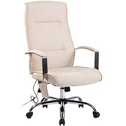 Decoshop26 Fauteuil de bureau sur roulettes fonction massage mécanisme de balance en tissu crème 10_0002612