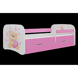 Lit Babydreams, papillons roses, sans tiroir, matelas 140/70 