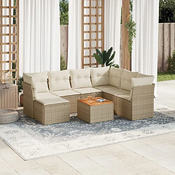 Maison Chic Salon de jardin avec coussins 8 pcs | Ensemble de Table et chaises | Mobilier d'Extérieur beige résine tressée -GKD75745