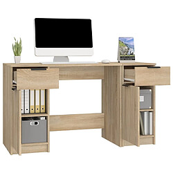 Maison Chic Bureau avec armoire latérale de rangement,Table de travail,Table d'étude Chêne sonoma Bois d'ingénierie -GKD12144 pas cher